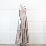 Joslin Juliet Brown Check Tiered Ruffle Maxi Dress