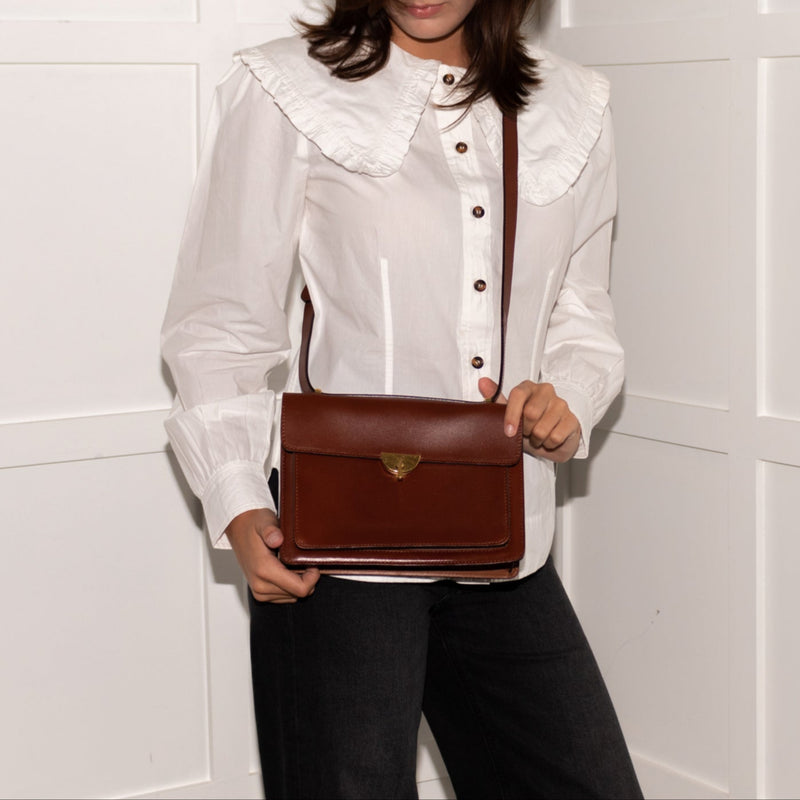 Dries Van Noten Brown Leather Flap Bag