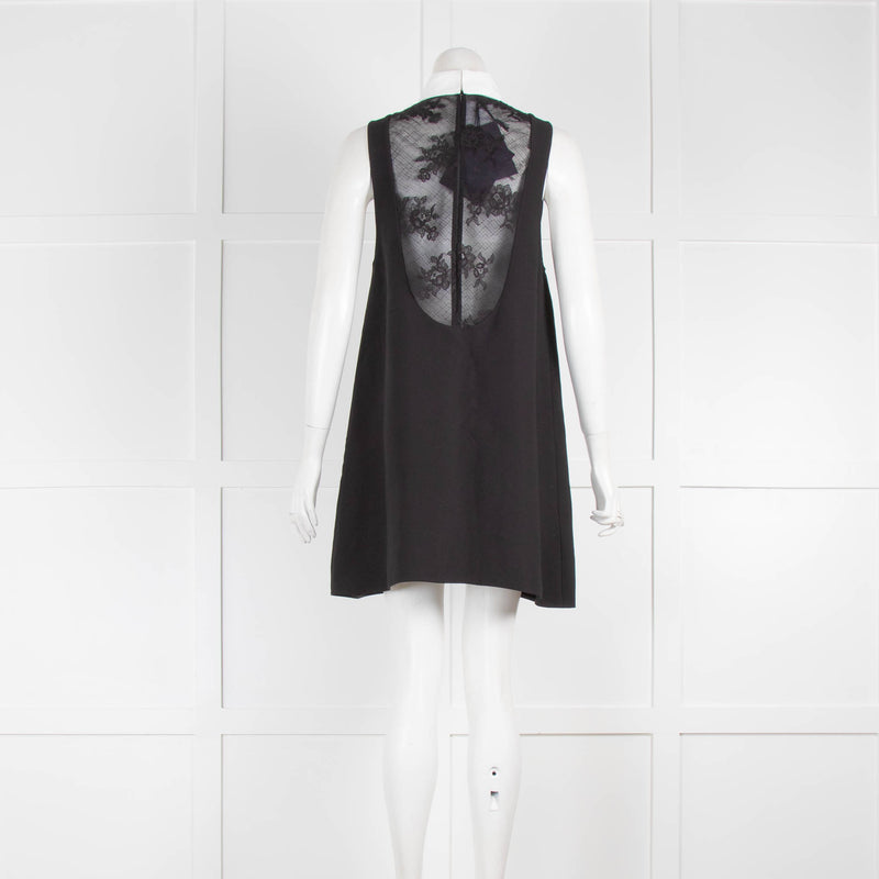 Prada Black Embroidered Cady Sleeveless Mini Dress