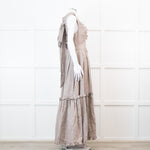 Joslin Juliet Brown Check Tiered Ruffle Maxi Dress