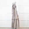 Joslin Juliet Brown Check Tiered Ruffle Maxi Dress