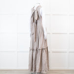 Joslin Juliet Brown Check Tiered Ruffle Maxi Dress