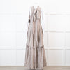 Joslin Juliet Brown Check Tiered Ruffle Maxi Dress