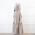 Joslin Juliet Brown Check Tiered Ruffle Maxi Dress