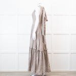 Joslin Juliet Brown Check Tiered Ruffle Maxi Dress