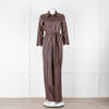 MIH Black Bronze Striped Long Sleeve Belted  Jumpsuit