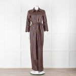 MIH Black Bronze Striped Long Sleeve Belted  Jumpsuit