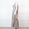 Joslin Juliet Brown Check Tiered Ruffle Maxi Dress