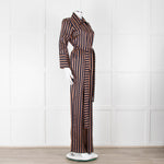 MIH Black Bronze Striped Long Sleeve Belted  Jumpsuit