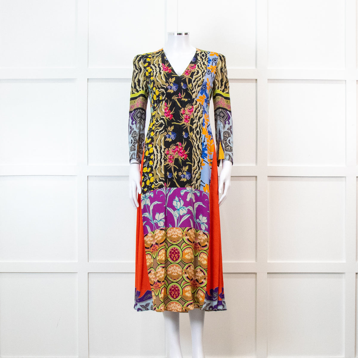 Etro Multi Colour Floral Red Side Panel Dress