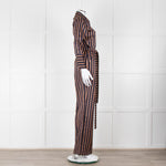 MIH Black Bronze Striped Long Sleeve Belted  Jumpsuit