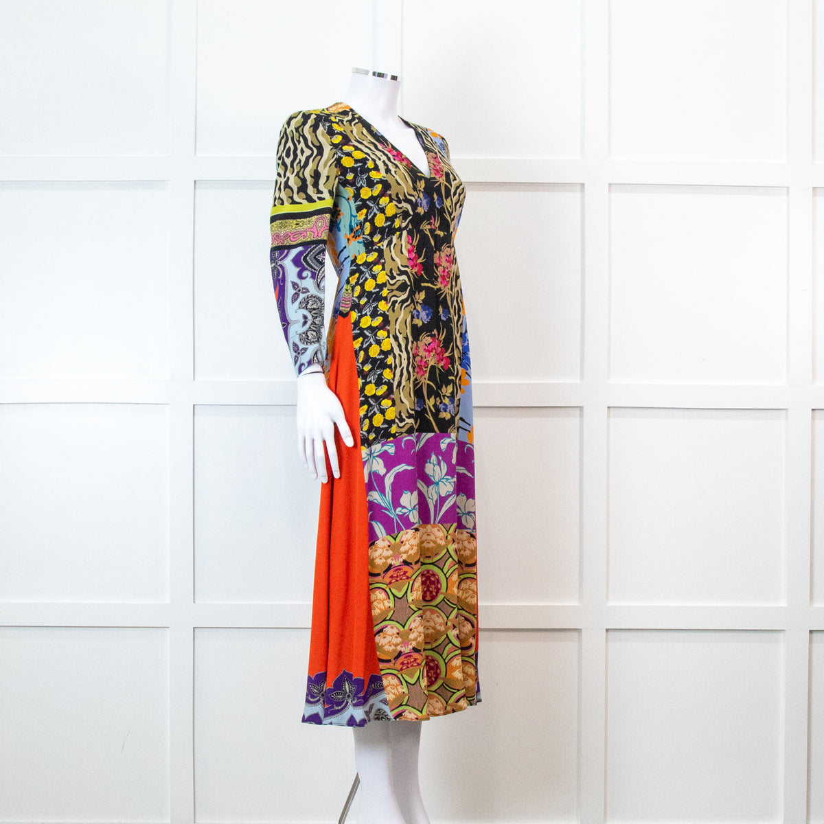 Etro Multi Colour Floral Red Side Panel Dress