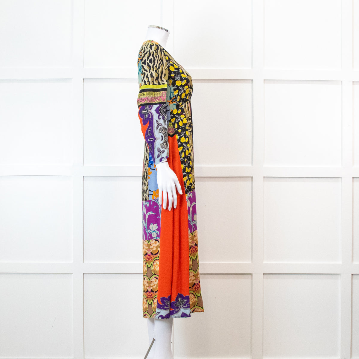 Etro Multi Colour Floral Red Side Panel Dress