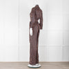 MIH Black Bronze Striped Long Sleeve Belted  Jumpsuit