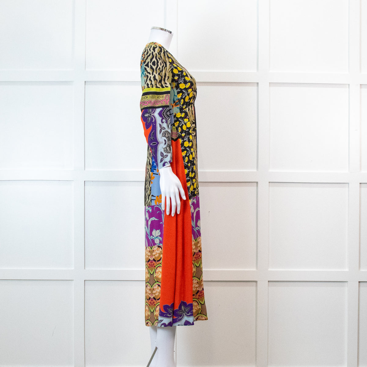 Etro Multi Colour Floral Red Side Panel Dress