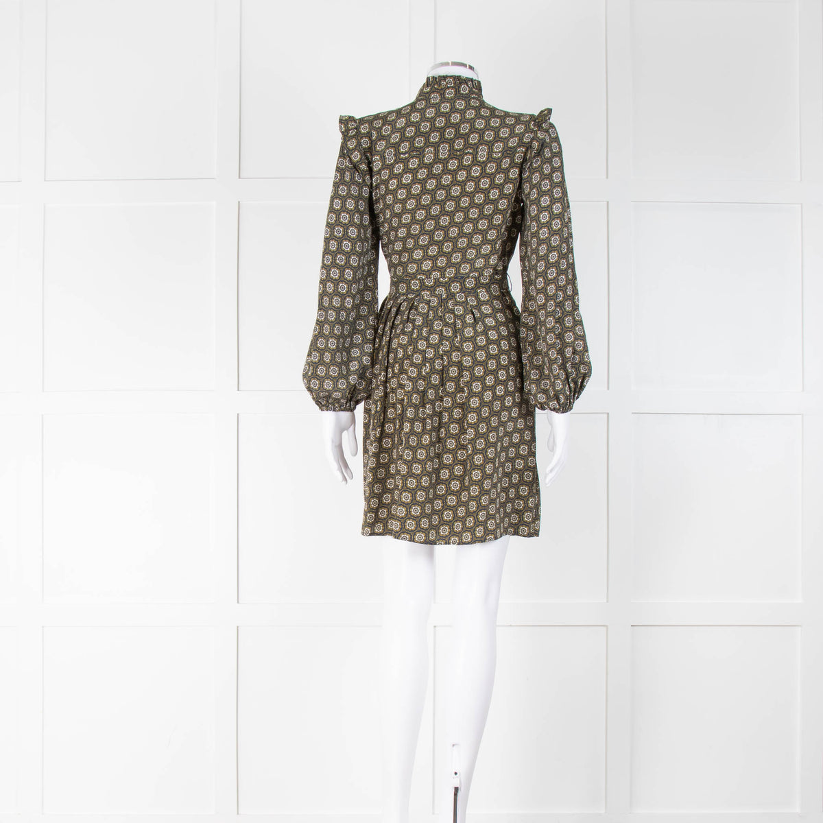 Weekend Max Mara Navy Green Floral Long Sleeve Mini Dress