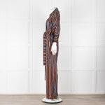 MIH Black Bronze Striped Long Sleeve Belted  Jumpsuit