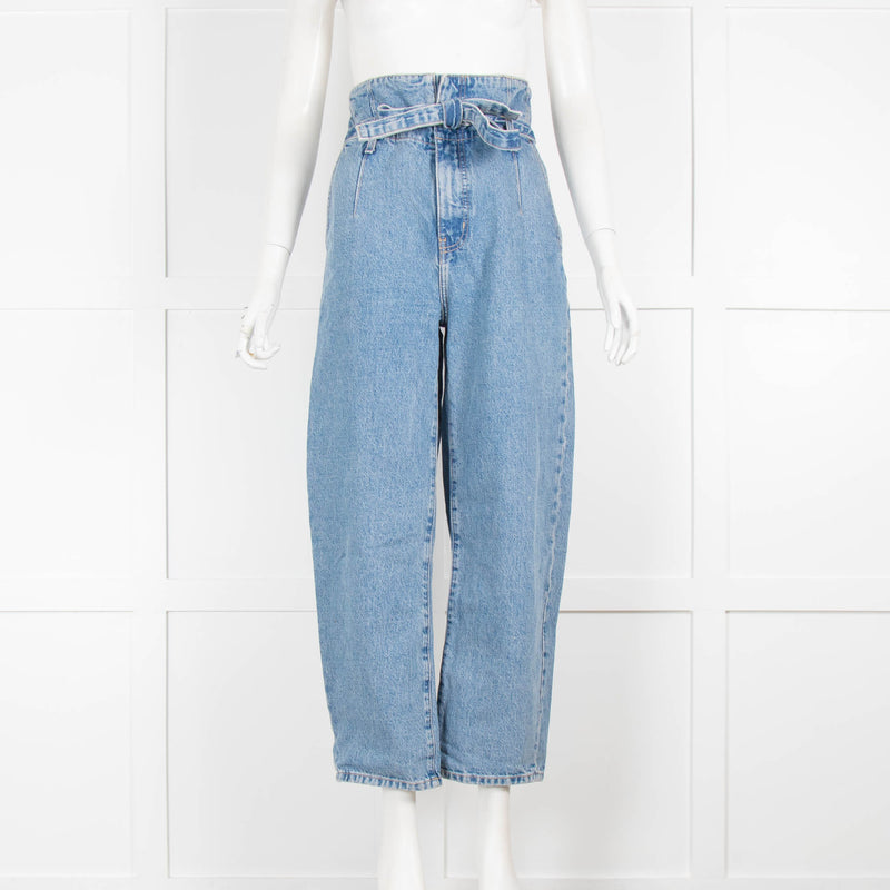 Current Elliott Blue Denim High Waist Belted Jeans