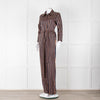 MIH Black Bronze Striped Long Sleeve Belted  Jumpsuit
