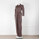 MIH Black Bronze Striped Long Sleeve Belted  Jumpsuit