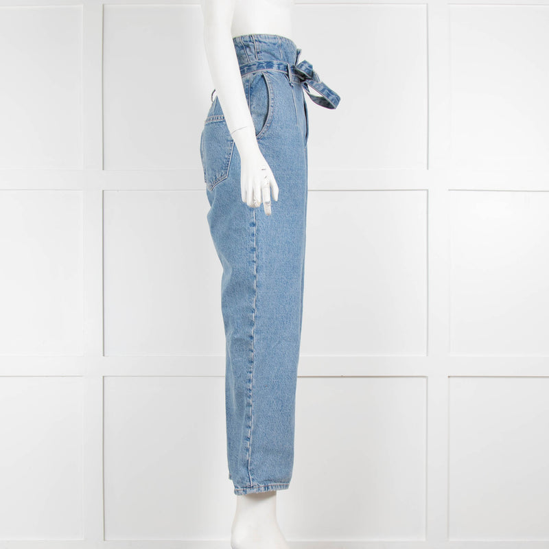 Current Elliott Blue Denim High Waist Belted Jeans
