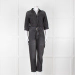 Ba&sh Black Denim Belted Jumpsuit