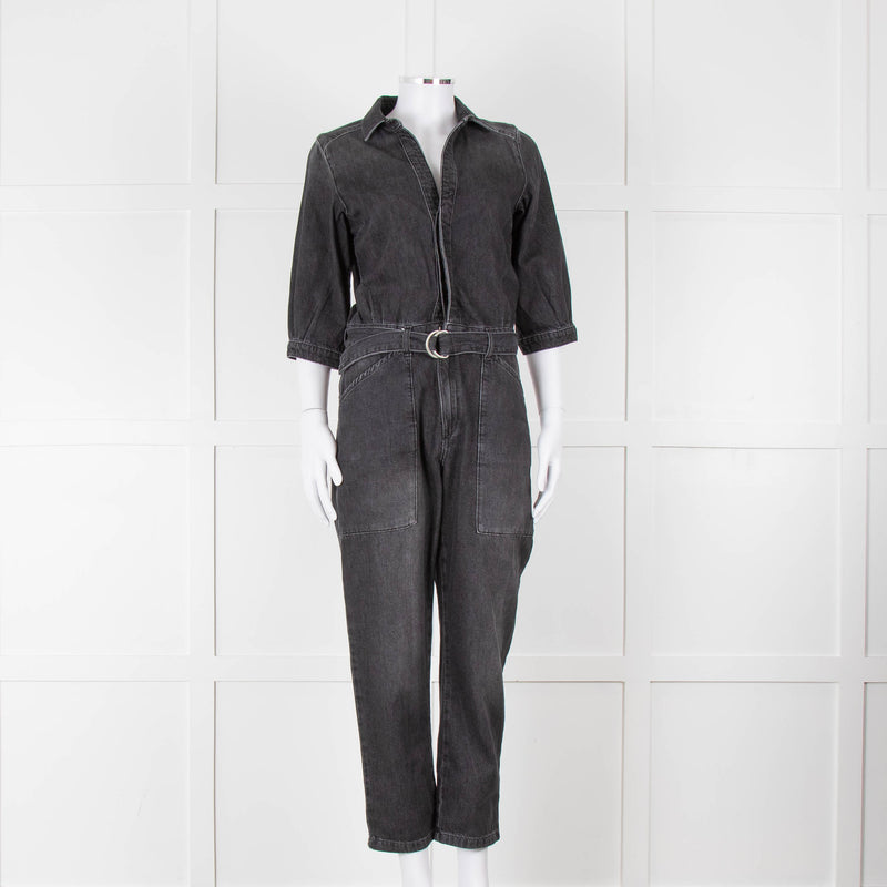 Ba&sh Black Denim Belted Jumpsuit