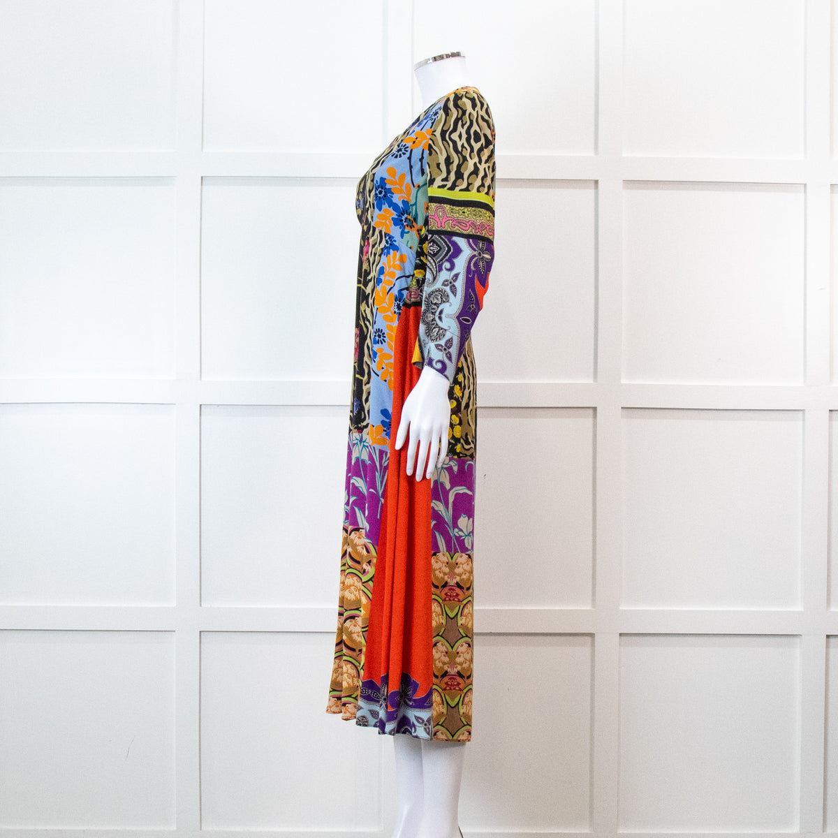 Etro Multi Colour Floral Red Side Panel Dress