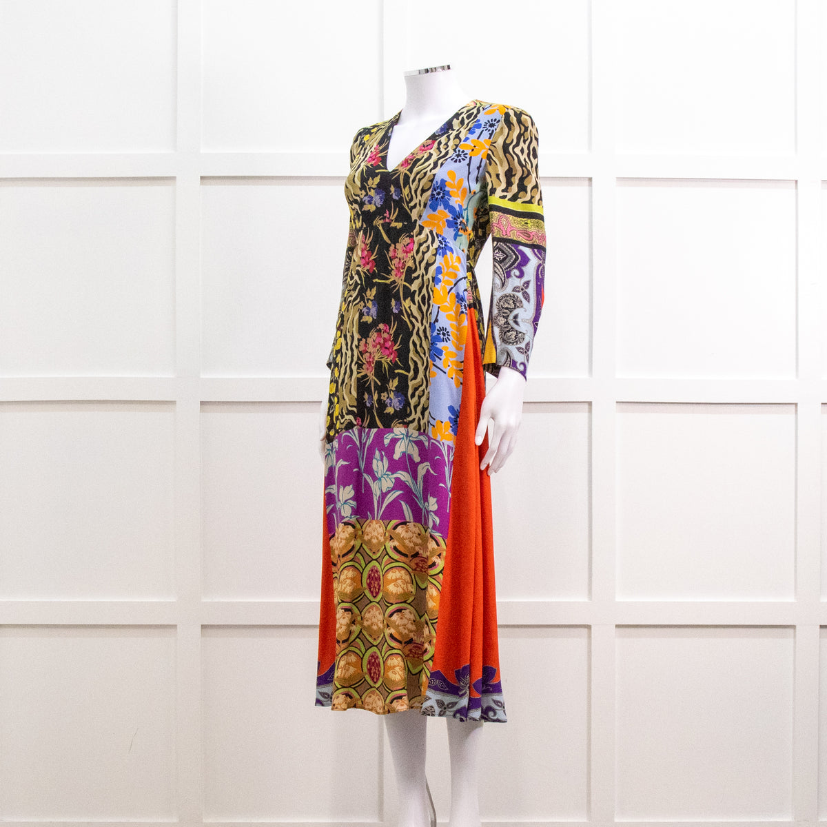 Etro Multi Colour Floral Red Side Panel Dress