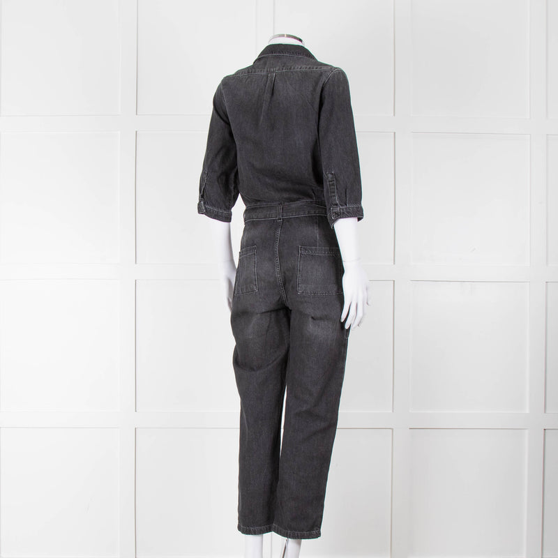 Ba&sh Black Denim Belted Jumpsuit