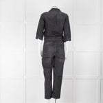 Ba&sh Black Denim Belted Jumpsuit