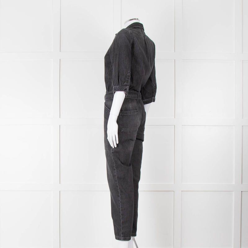 Ba&sh Black Denim Belted Jumpsuit