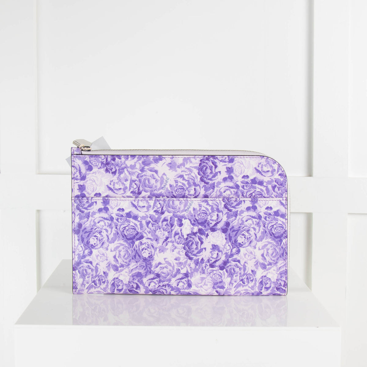 Ganni Purple Floral Textured Leather Pouch
