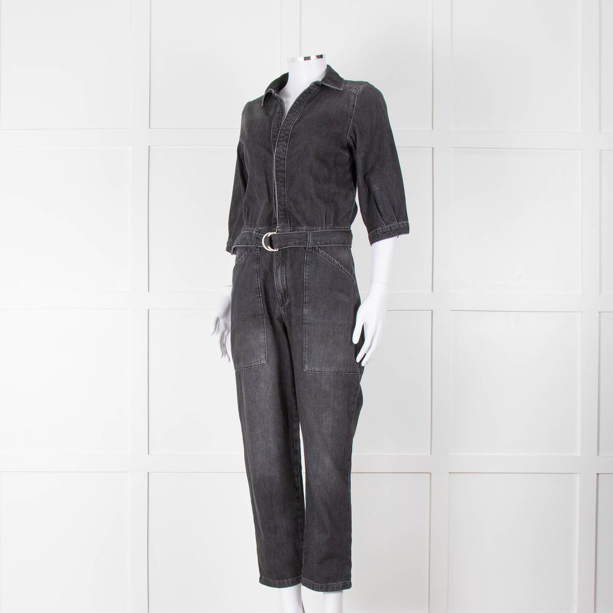 Ba&sh Black Denim Belted Jumpsuit