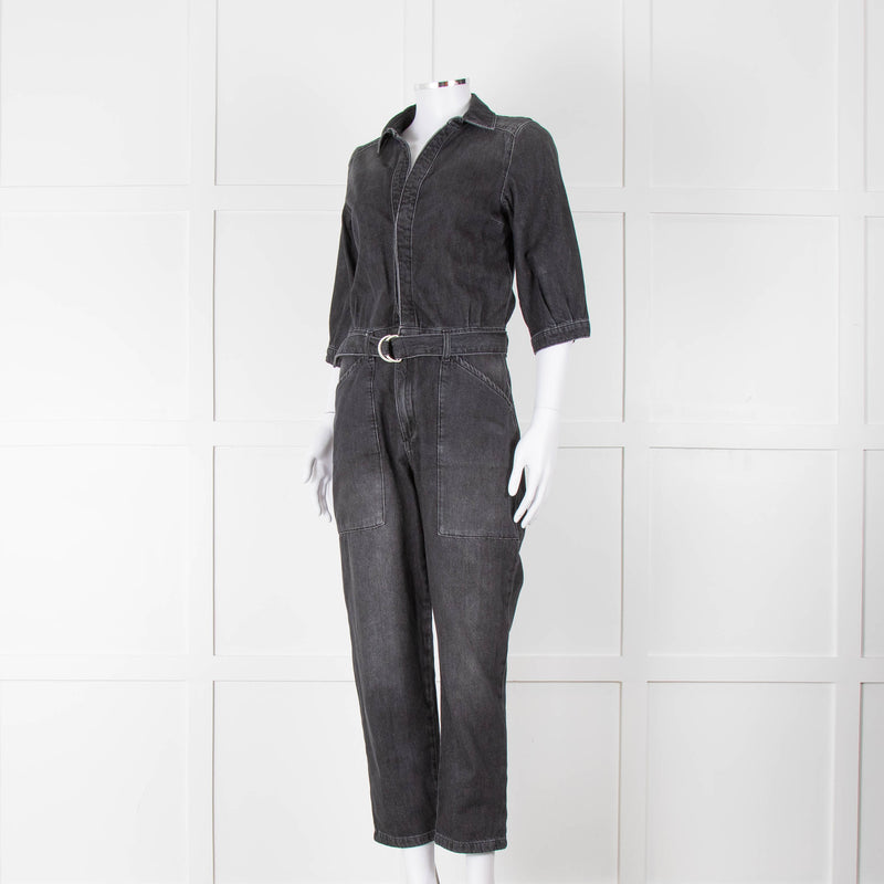 Ba&sh Black Denim Belted Jumpsuit