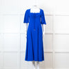 Me + Em Electric Blue Crepe Tie Neck Midi Dress With Belt