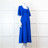Me + Em Electric Blue Crepe Tie Neck Midi Dress With Belt