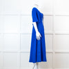 Me + Em Electric Blue Crepe Tie Neck Midi Dress With Belt