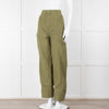 Frame Green Gold Button Wide Legged Cotton Trousers