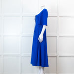 Me + Em Electric Blue Crepe Tie Neck Midi Dress With Belt