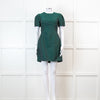 Mary Katrantzou Green and Black Jacquard Short Sleeve Mini Dress