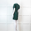 Mary Katrantzou Green and Black Jacquard Short Sleeve Mini Dress