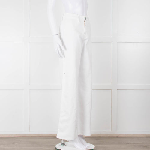 Shaft White High Waisted Wide Trousers