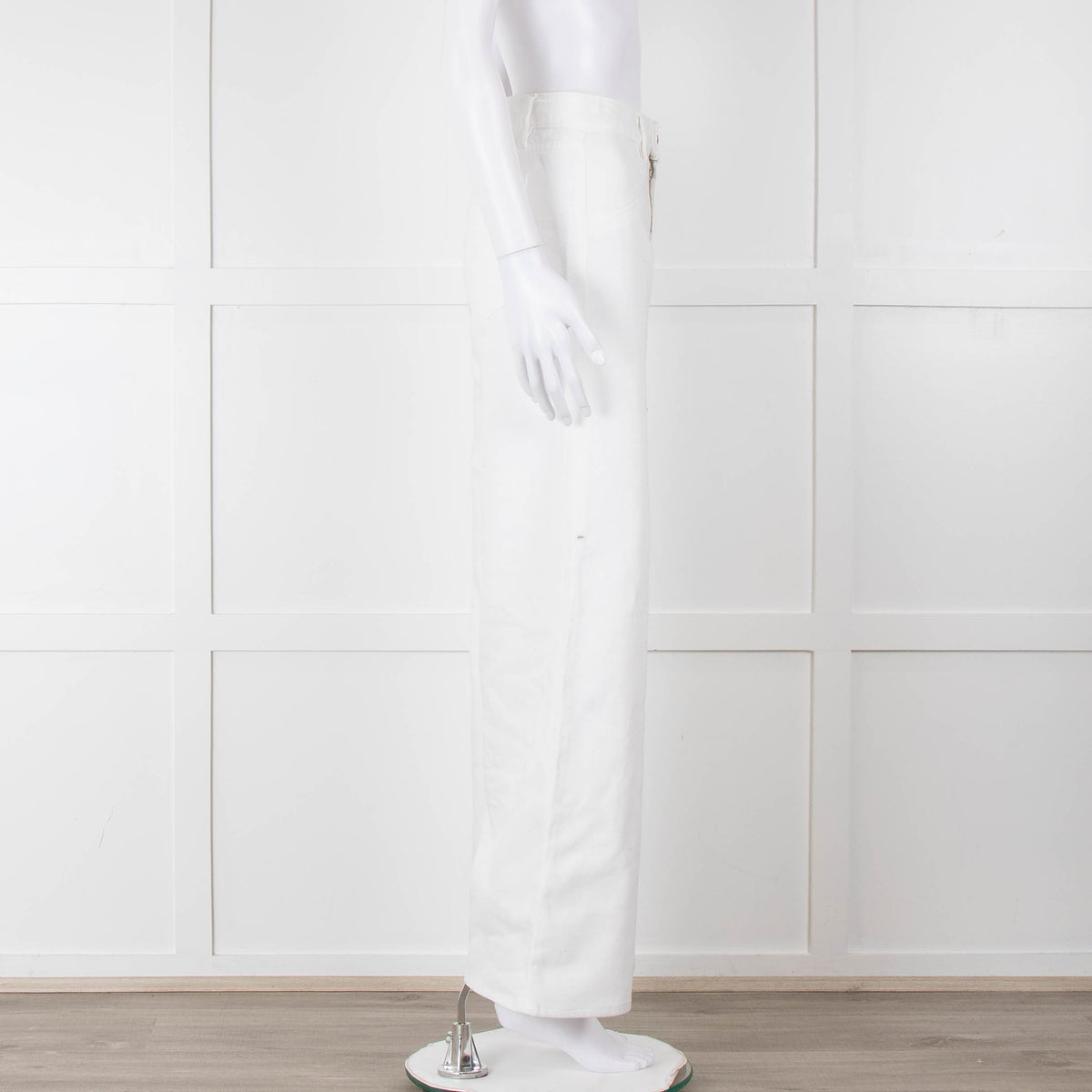 Shaft White High Waisted Wide Trousers