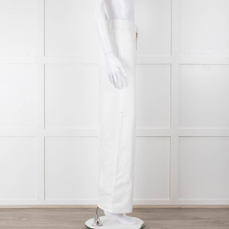 Shaft White High Waisted Wide Trousers