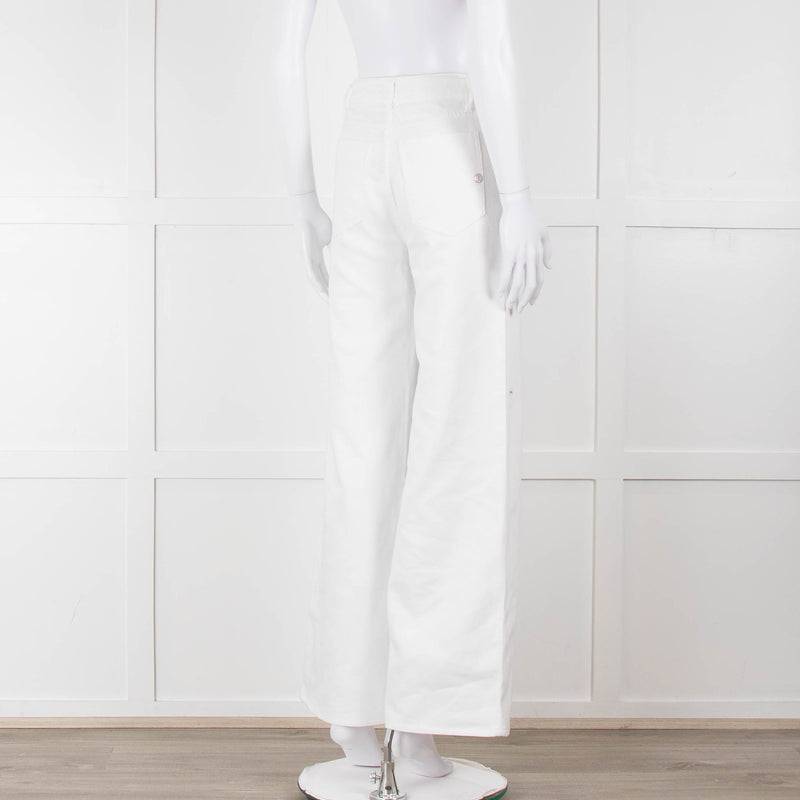 Shaft White High Waisted Wide Trousers