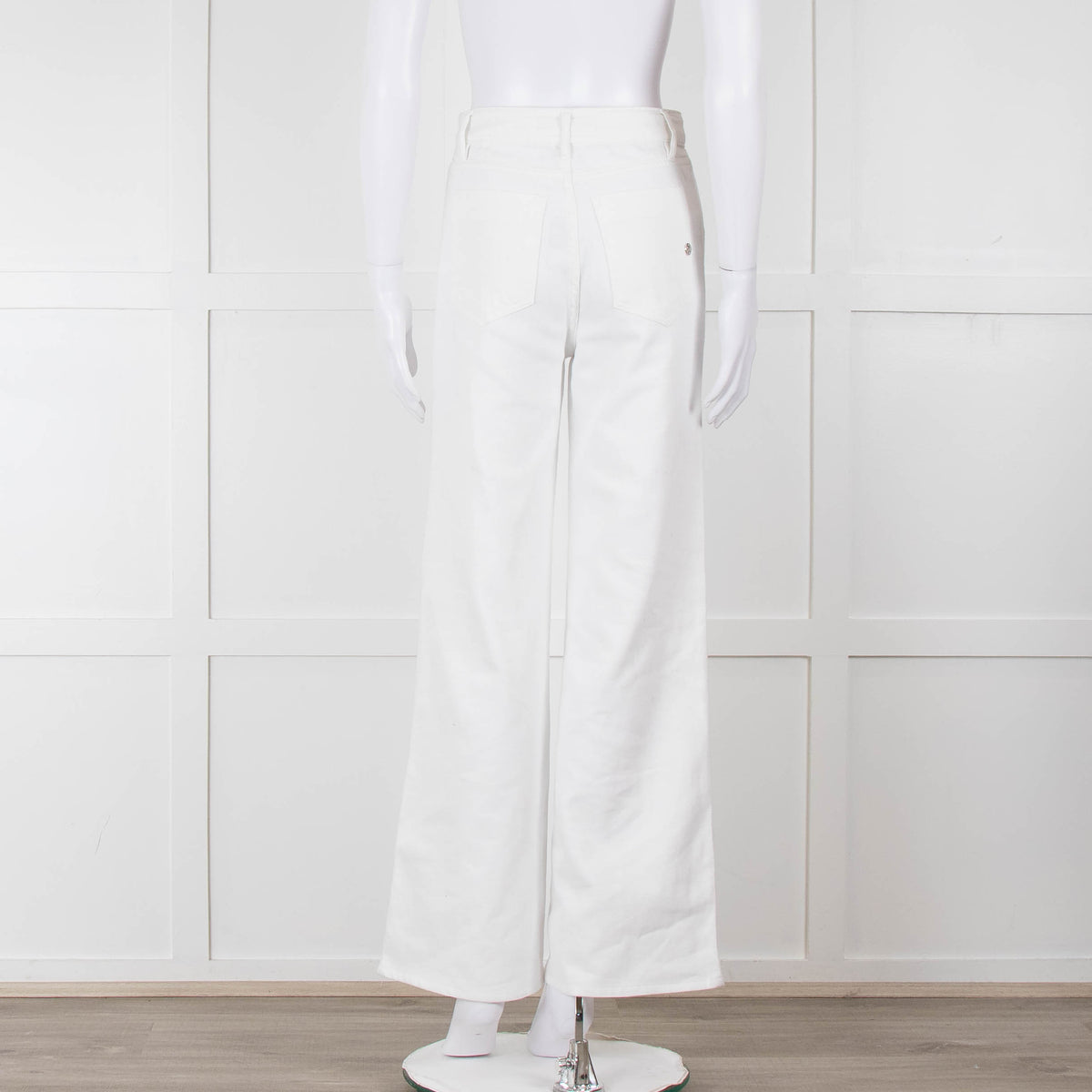Shaft White High Waisted Wide Trousers