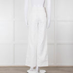 Shaft White High Waisted Wide Trousers
