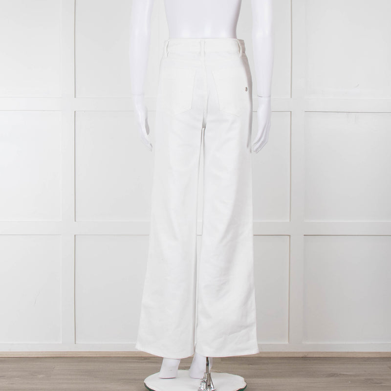 Shaft White High Waisted Wide Trousers