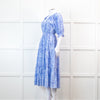Pink City Prints Pale Blue Floral 3/4 Length Sleeve Dress